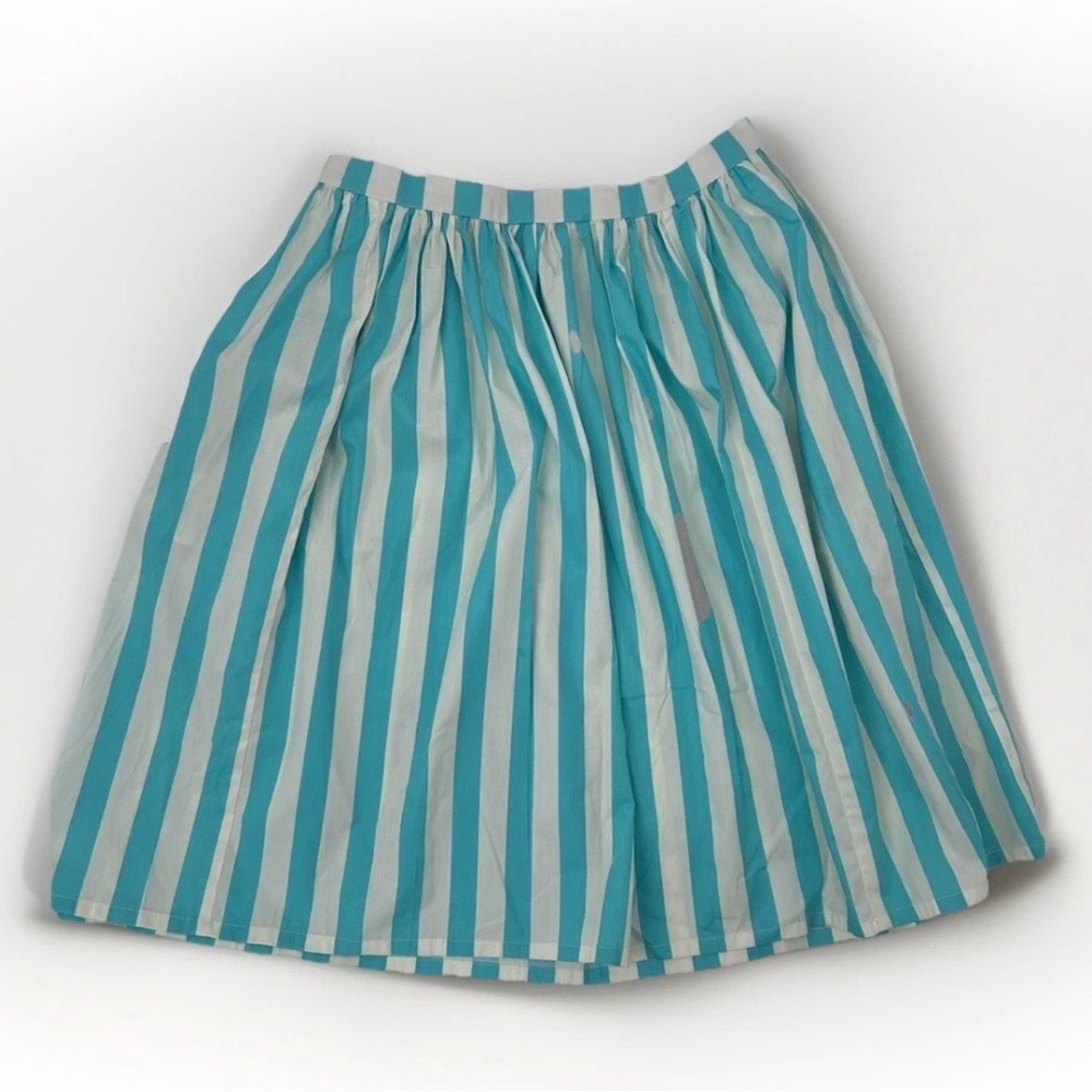 Striped Turquoise and White A-Line Skirt